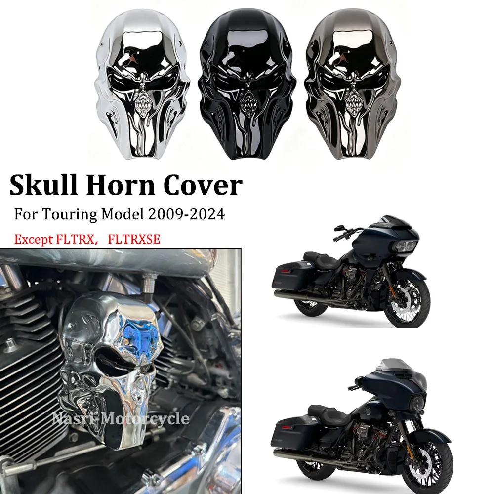2009-2024 For Harley Touring CVO Road Glide Road King Electra Glide Street Glide Motorcycle Skull Horn Cover Guard Aluminium