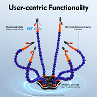 Soldering Station with 6 Flexible Arms Metal Base Soldering Tool 6 Soldering Aid Vise Aluminum Base for Soldering Repair