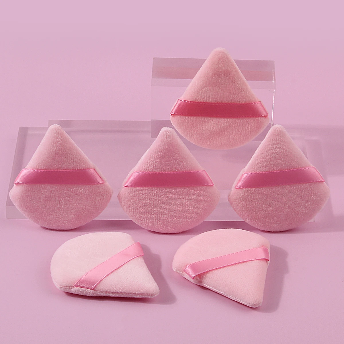 6PCS 대형 플로킹 삼각형 스펀지 파우더, 파우더 루스, 메이크업 세팅, 통기성, 베이스 메이크업 스페셜 메이크업 스펀지