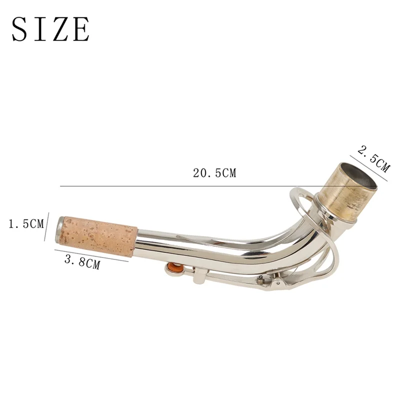 

New Alto Saxophone Bend Neck Brass Material Sax Woodwind Instrument Accessory 25mm,Silver