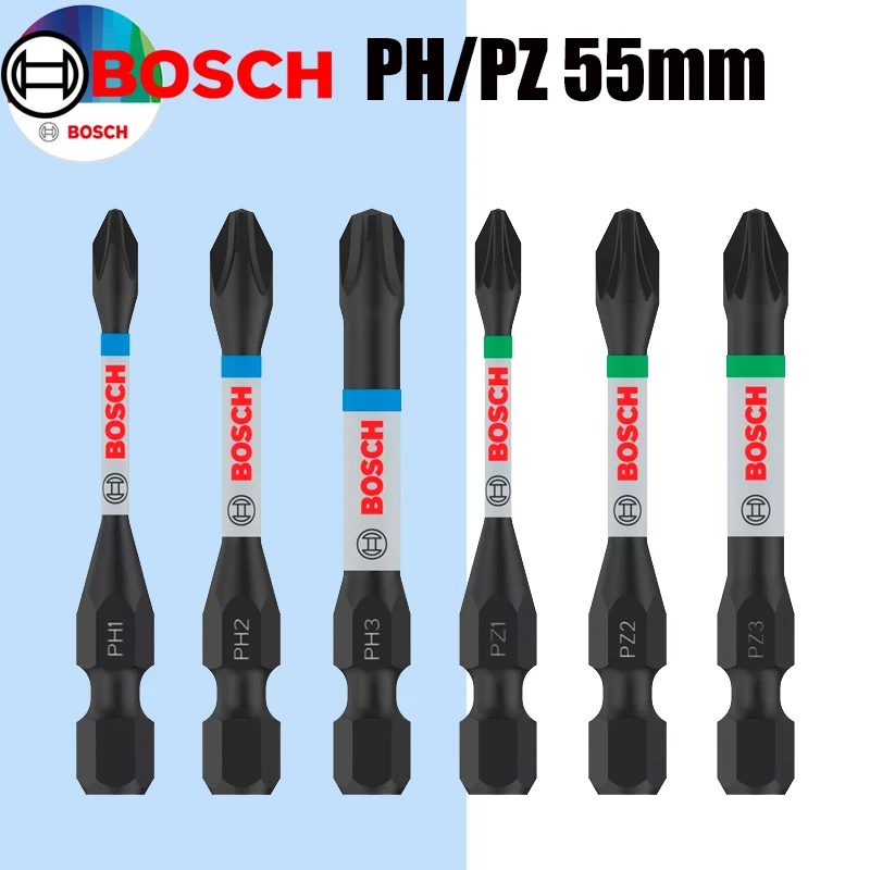 BOSCH Impact Drill Bits PH/PZ 55mm S2 Modified Steel Heat Treatment Process Endurance Tool Attachments Screwdriver Head