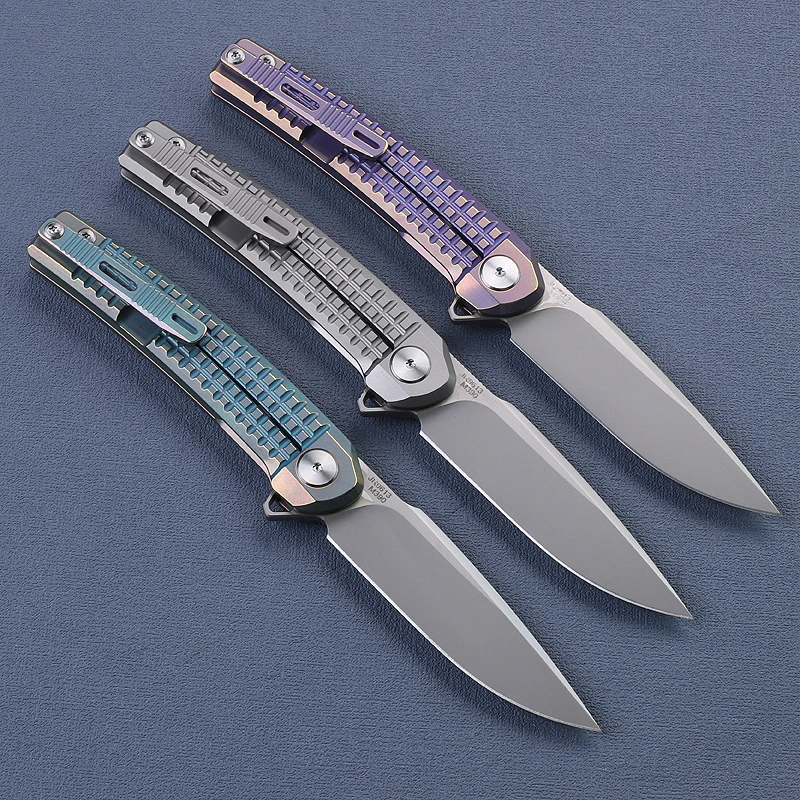 LEMIFSHE JR9613 Cuchillo plegable táctico M390 titanio EDC - imagen 2
