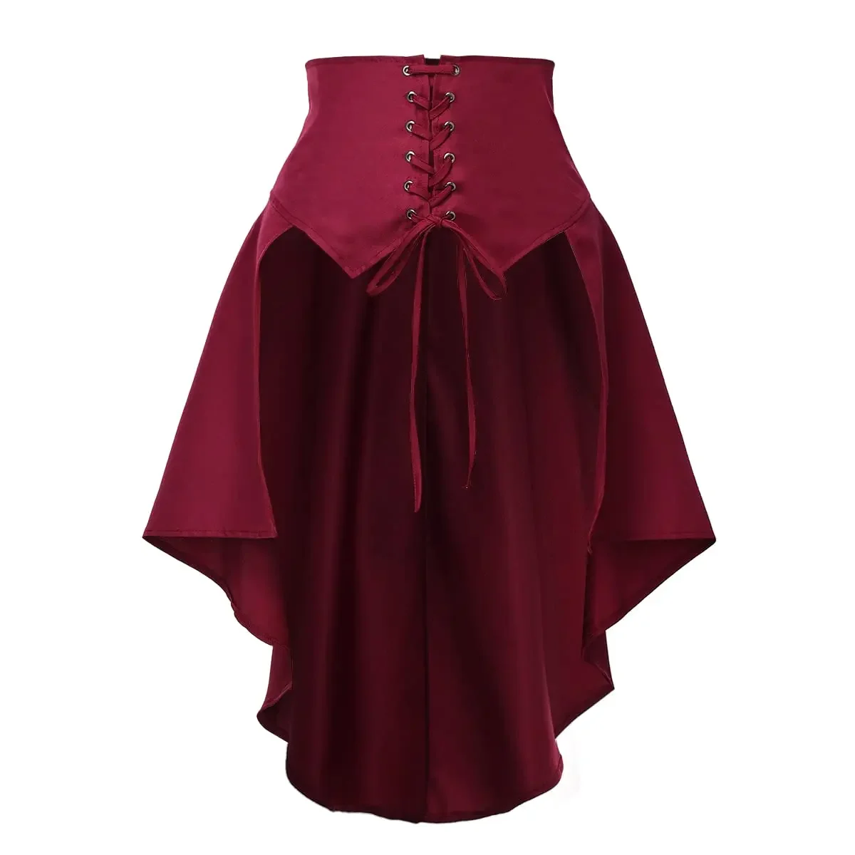 Gothic Steampunk Style Skirts Front Lace-up Tiered Ruffled Irregular Hem Skirt Waist Belt Women Ruffles Pirate Corset Costumes