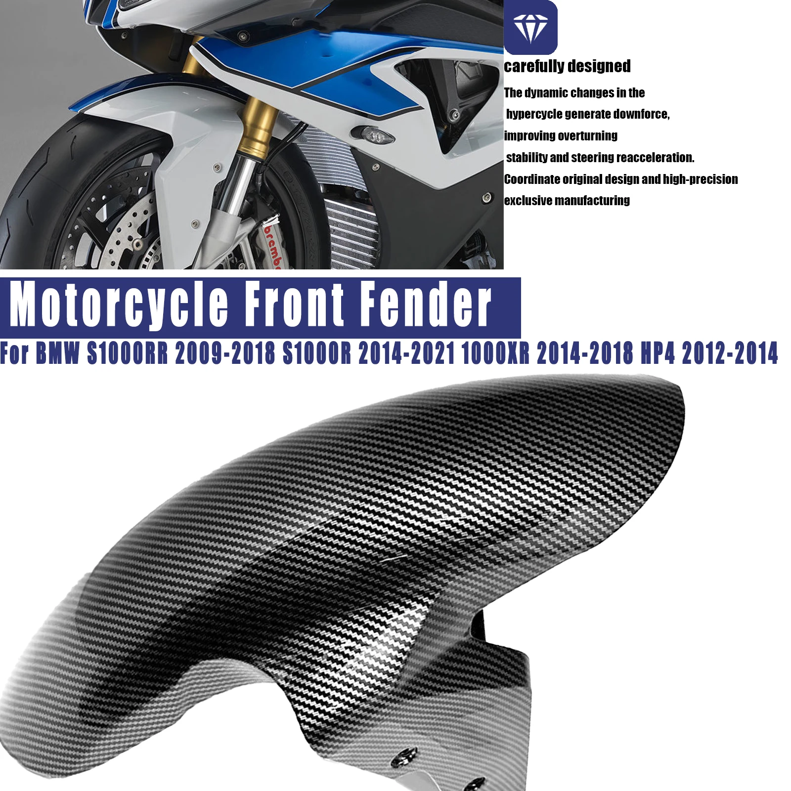 

Motorcycle Front Fender Mud Guard Mudguard For BMW S1000RR 2009-2018 S1000R 2014-2021 1000XR 2014-2018 HP4 2012-2014