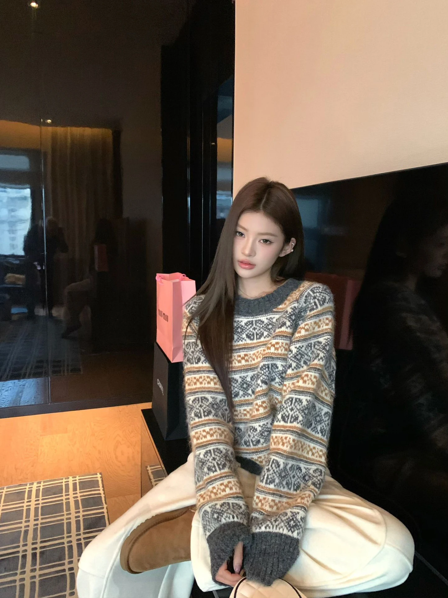 

Ретро-свитер женский вязаный шерстяной с круглым вырезом, свободный крой, повседневный, в стиле Fair Isle, мягкий, удобный, с длинными рукавами