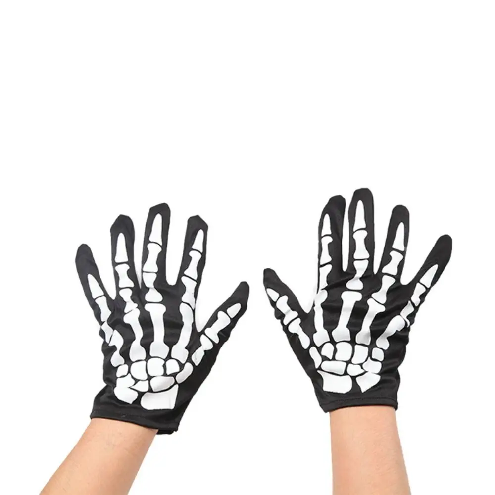 

Winter Full Singer Halloween Gloves Thicken Cycling Skull Claw Bone Gloves Streetwear Windproof Skeleton Goth Mittens Female