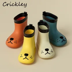 Modne dziecięce kalosze uroczy pies EVA wodoodporne chłopięce dziewczęce buty do wody Design Cartoon miękkie antypoślizgowe maluchy dziecięce Rainboots