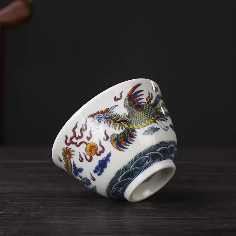 Qianlong Doucai Dragon and Phoenix Pattern Cup Master Cup