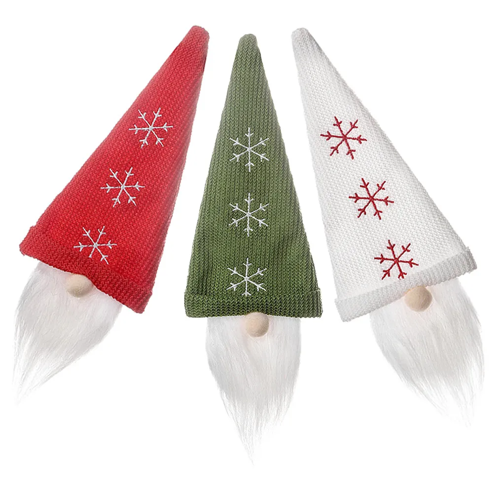 

3Pcs Christmas Wine Bottle Cover Gnome Santa Design Festive Decorative Bottle Topper for Holiday Party Wine Decoration Xmas