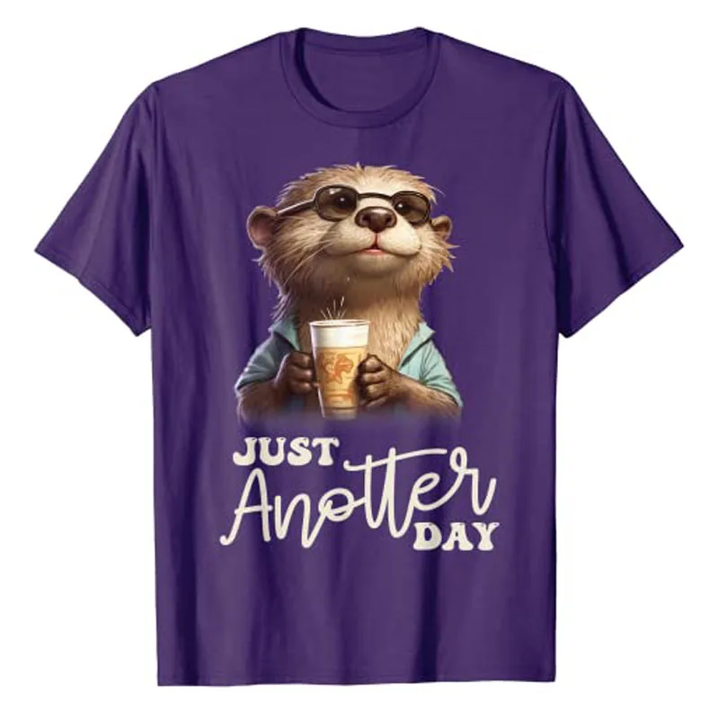 Funny Otter T-shirt - Just Anotter Day for Otter-Lover Tee Cute Otter Wearing Glasses and Drinking A Cup of Coffee Life Clothes