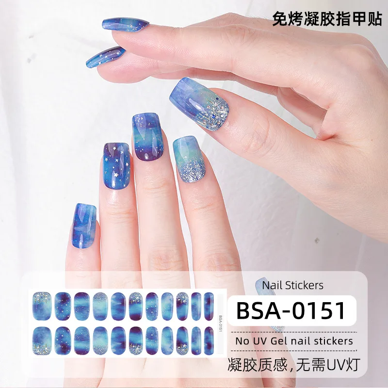 22Tips Nail Gel Paste Baking Free 3D Diamonds Nail Art Stickers Collection Manicure DIY Nail Polish Strips Wraps for Party Decor