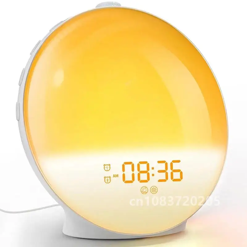 

Wake Up Light Alarm Clock Sunrise/Sunset Simulation Digital Clock with Night Light FM Radio Desk Clocks Niditon