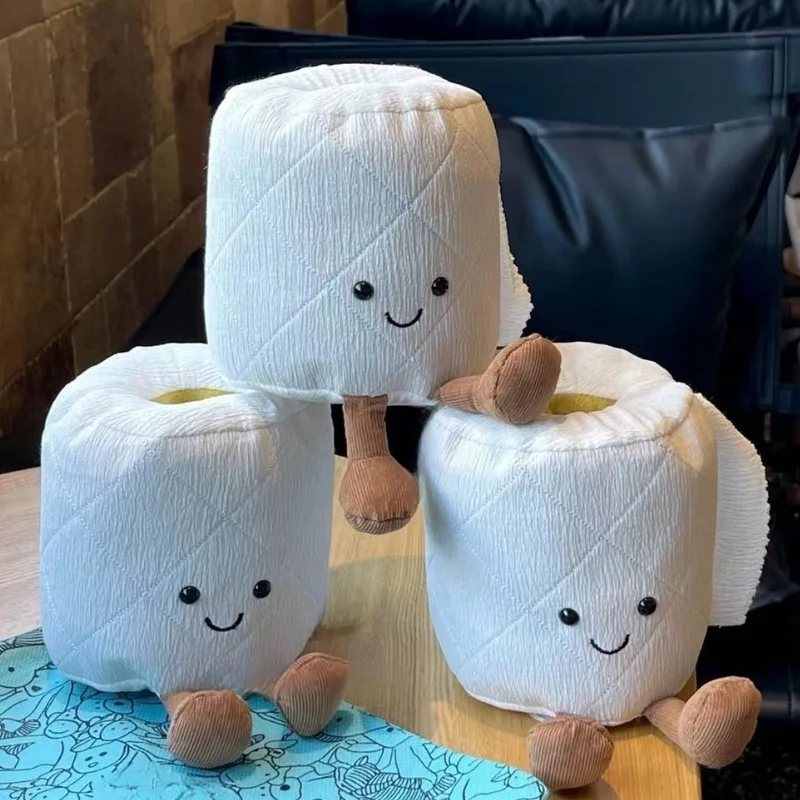 Cute Toilet Paper Shaped Doll Roll Paper Creative Funny Cute Doll Pendant Plush Toy Gifts Cute Model Home Decoration Gifts