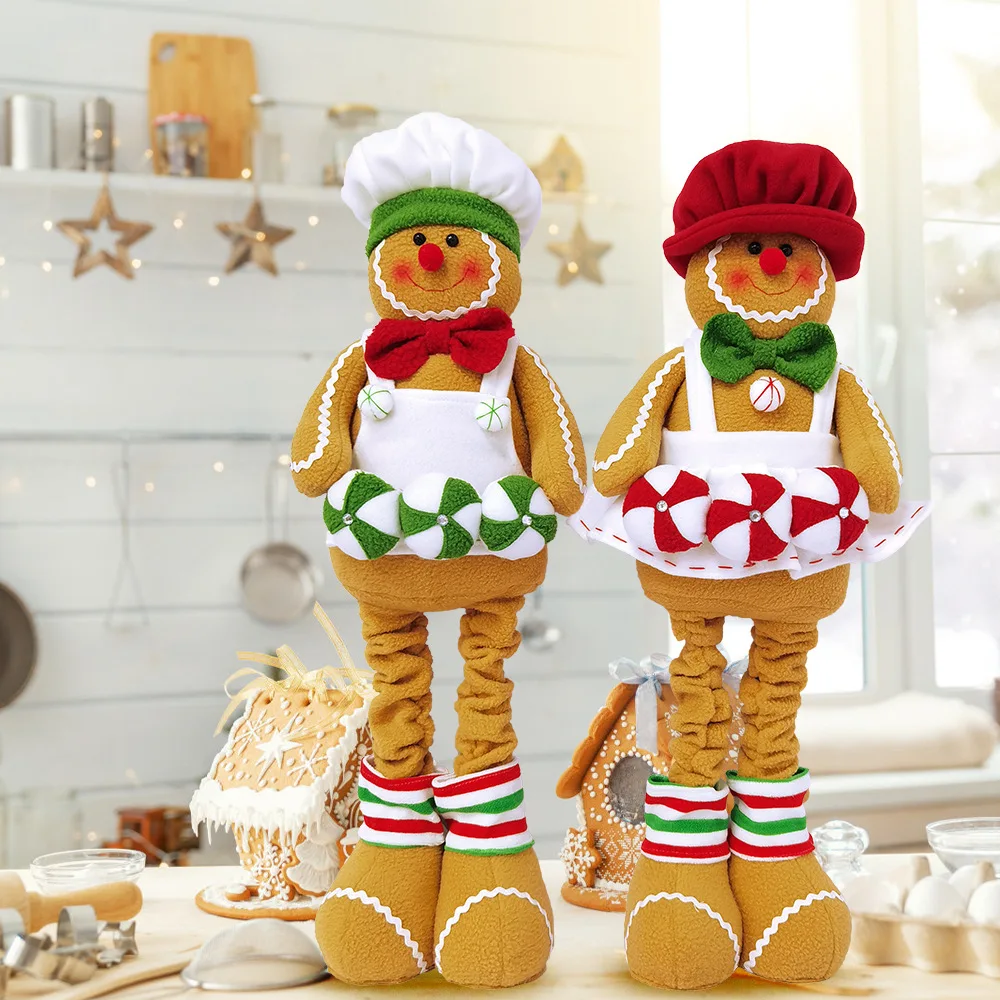 Holiday Time Christmas Gingerbread Sitters Gingerbread Boy and Girls Chef Table Decor Ornament