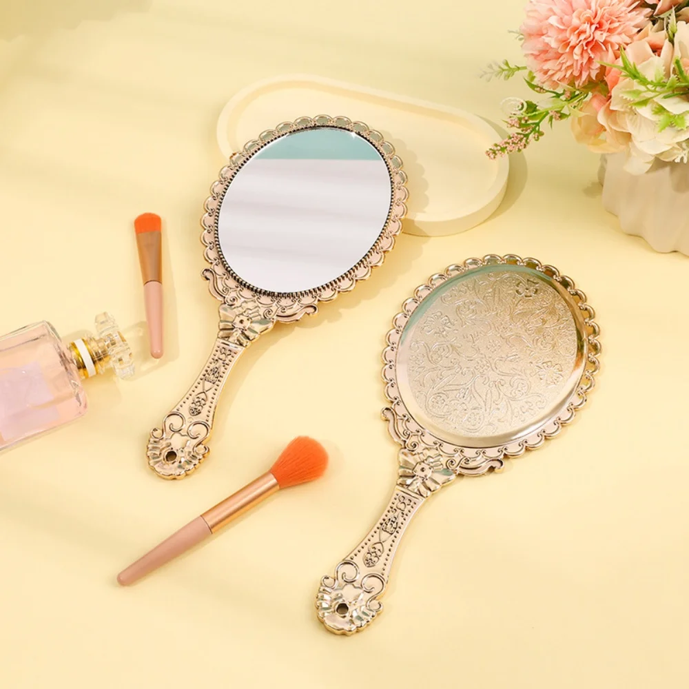 Vintage Handheld Mirror Portable Face Makeup Mirror Portable Cosmetic Mirror  For Travel Outdoor Activities Home