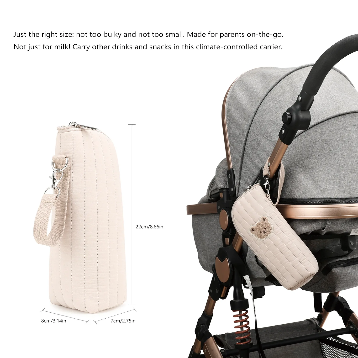 Handheld Bottle Bag Insulated Aluminum Film Insulated Bottle Storage Bag Hanging Baby Stroller Cartoon Teddy Bear Bottle Bag