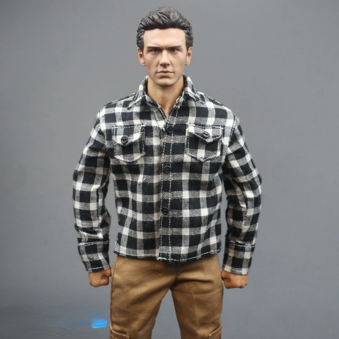 1/6 Schaal mannelijke soldaten kleding geruit overhemd passen op een actiefiguur van 30 cm