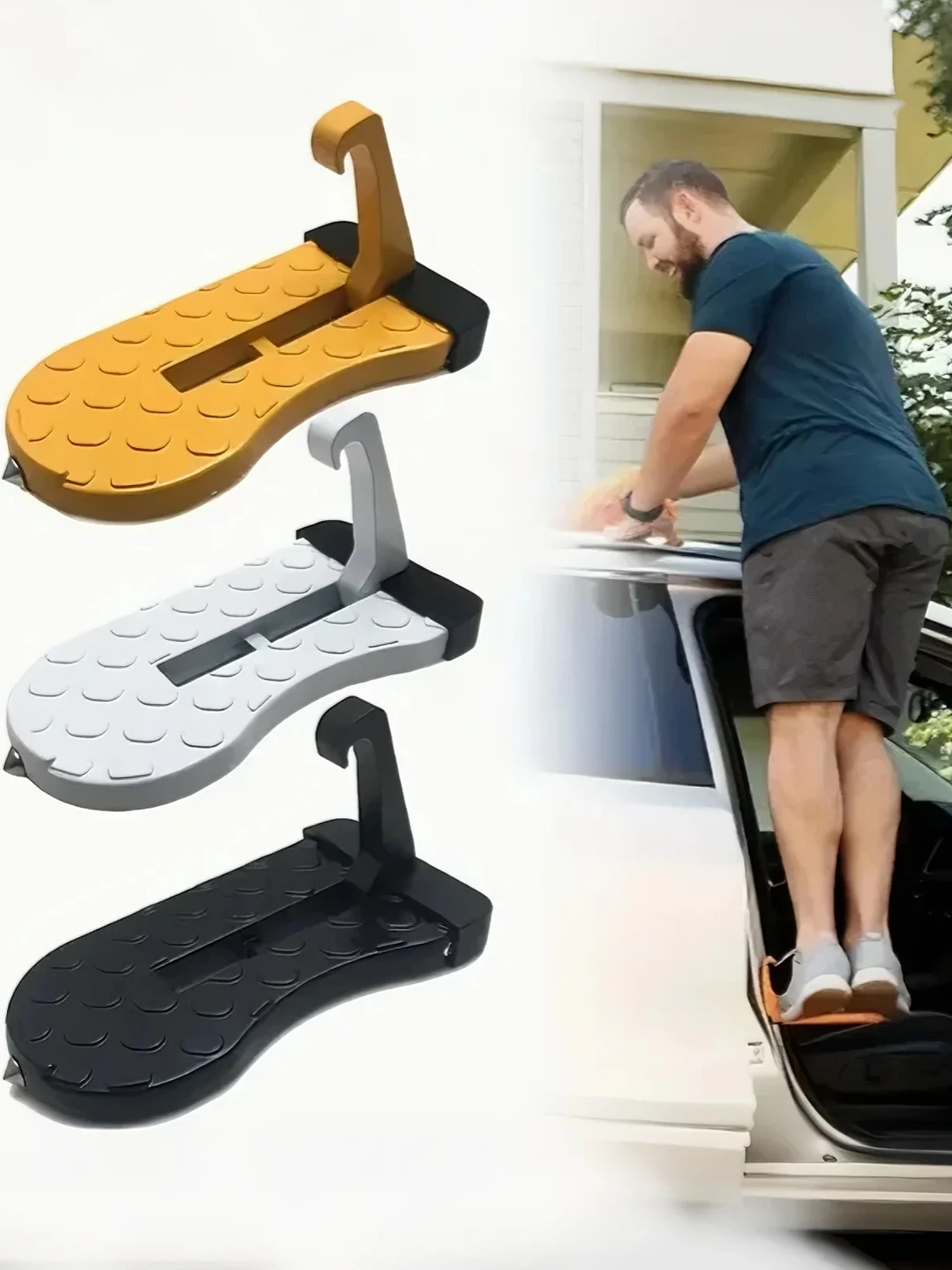 Składana aluminiowa stopka do drzwi samochodu (dostęp do dachu) – kompatybilna z sedanami, samochodami sportowymi, pojazdami terenowymi i innymi modelami.