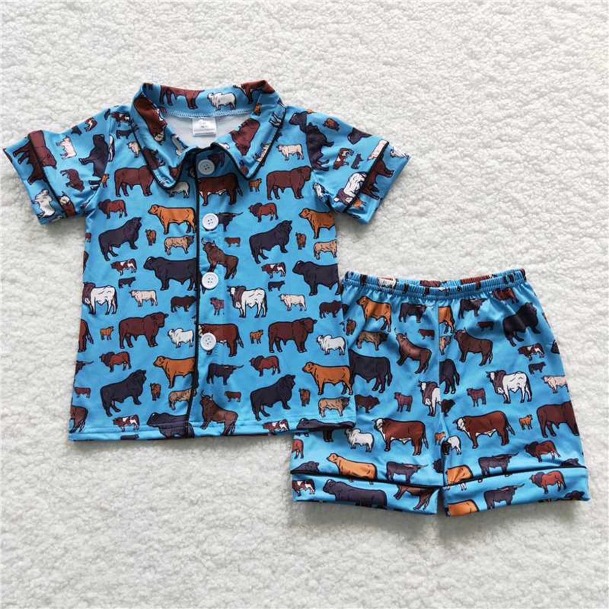 Wholesale Summer Children Camo Nightclothes Baby Boy Short Sleeves Cardigan Button Up Sleepwear Set Shorts Infant Pajamas Outfit