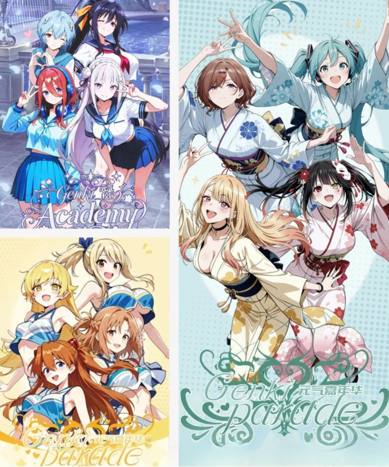 Genki Parade Vol 3 Vol 4 Vol 5 Genki Academy Anime-Mädchen Sammelkarten Booster-Box Schulthema Sammlerstück-Geschenkset für Fans