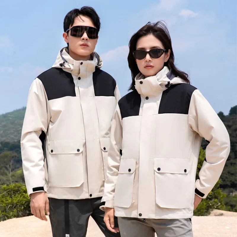 

Outdoor Waterproof Suits Men's Women's Two-pieces Sets 3 in 1 Thick Warm Coats Camping Windbreaker Winter Coat Hiking Windproof