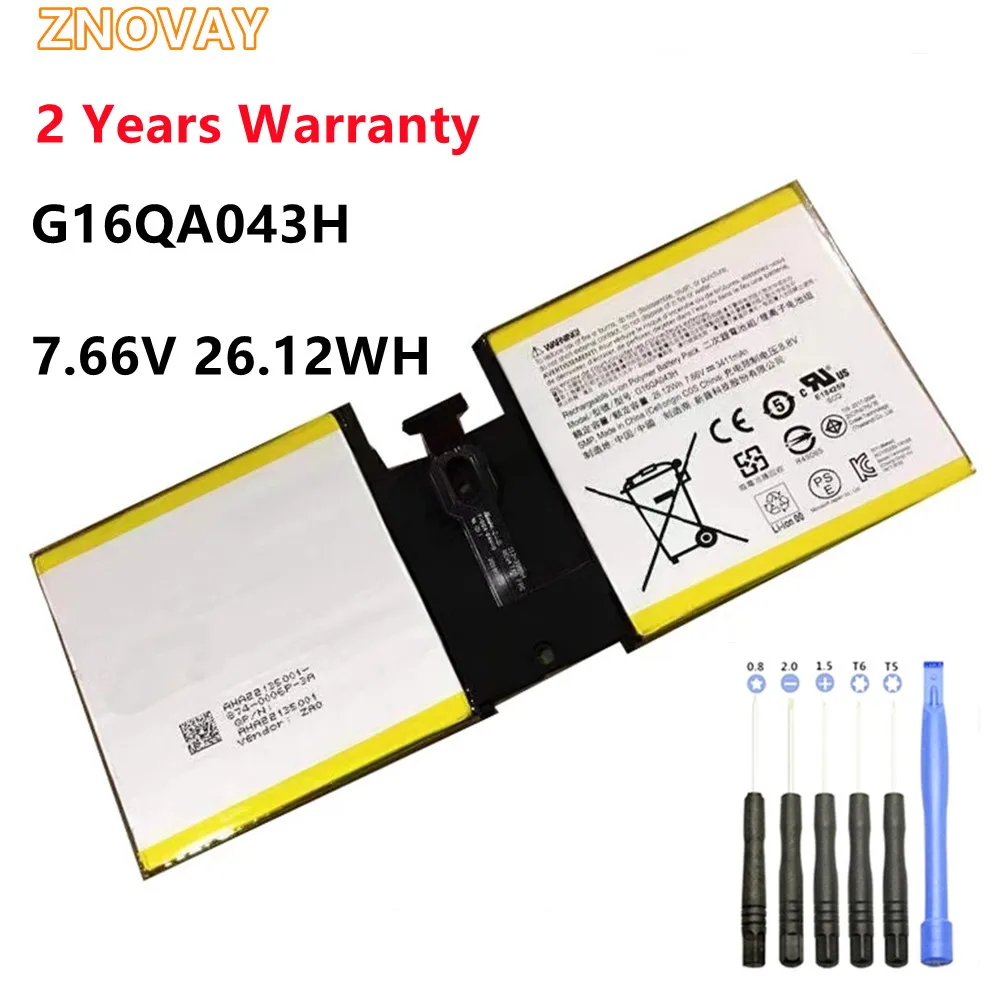 

ZNOVAY G16QA043H 7.66V 26.12Wh 3411mAh Laptop Battery For Microsoft Surface Go 1824 4415Y Tablet PC Series 2ICP4/76/76