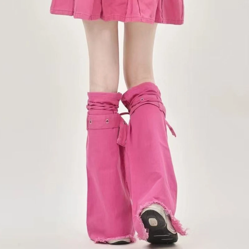 Girls Cute Leg Warmers Bandage Flared Leg Sleeves Gothic Baggy Cuffs Ankle Heaped Socks Japanese Long Socks