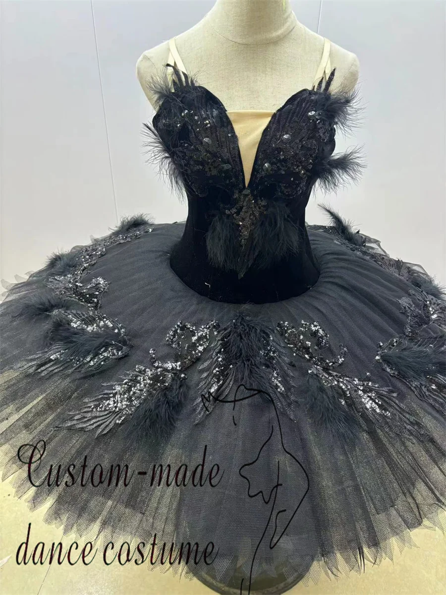 Professional Ballet Corset Pancake Ballerina Girl Professional ballet performance costume   Black Swan tutu