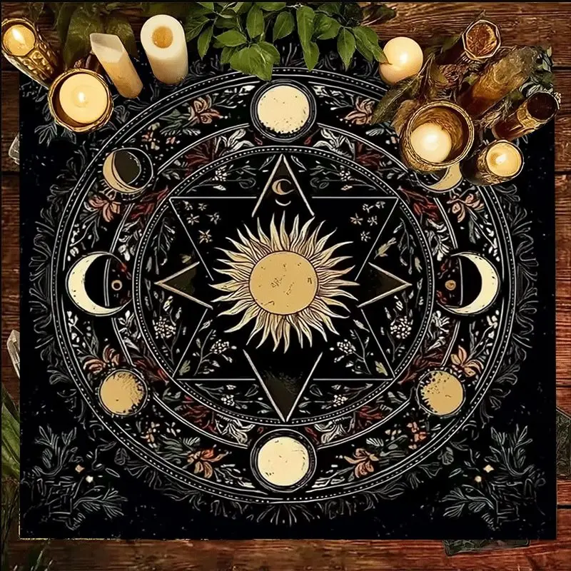 Mystic Celestial Magic Tarot Witchy Altar Cloth Bohemian Occult Decor Tapestry Print