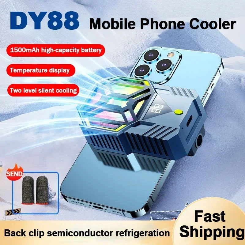 DY88 Universal Mobile Phone Semiconductor Back-clip Cooling Radiator Built-in 1200mAh Battery Game Cooler for IOS Android PUBG