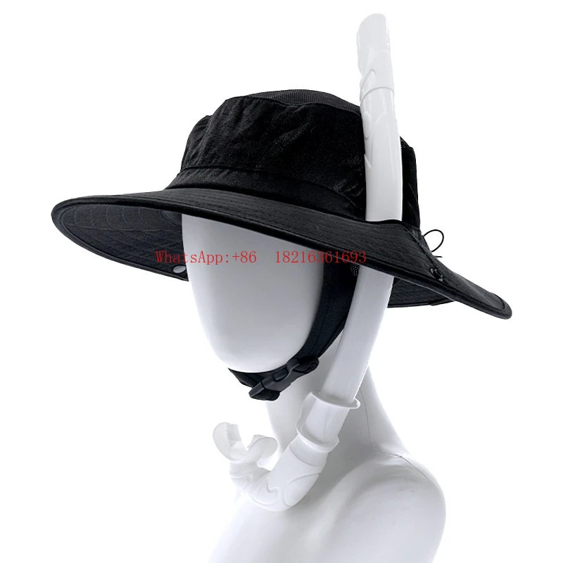 Diving, Surfing, Snorkeling, Sun Protection Hat, Unisex, Breathable and Insertable Breathing Tube, Large Brim.