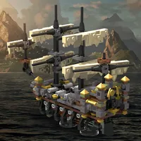 MOC Military Warship Ghost Ship Salazar's Battleship Mini Silent Mary 71042 Pirate ship Bricks Pirates Model Building Blocks Toy