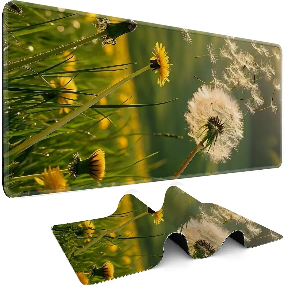 Dandelion Floral Field Gaming Mouse Pad Extra Large Soft Surface Non-Slip Base for Office Home