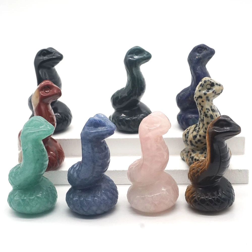 

Snake Statue Animal Stone Figurine 1.89" Natural Gemstone Crystal Healing Sculpture Craft Home Decor Mineral SpecimenCollection