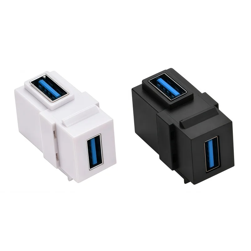 USB 2.0/USB 3.0 Female to Female Side Bend High-Speed 86 Type Panel Module USB Adapter Straight-through Module