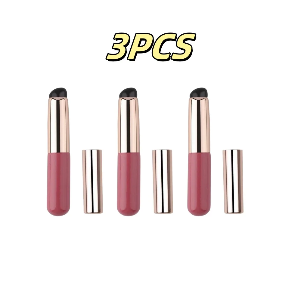 3 ชิ้นซิลิโคนแปรงทาปากพร้อมฝาครอบเช่นปลายนิ้ว Q แปรงลิปสติกแบบนุ่มมัลติฟังก์ชั่นคอนซีลเลอร์แปรง Eye Blooming แปรง
