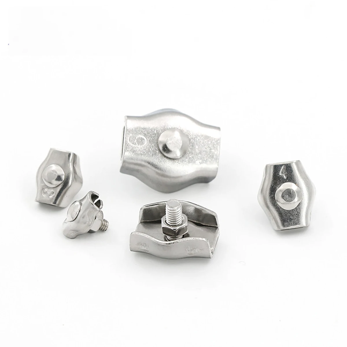 1-20pcs M2-M10 Waterproof Stainless Steel Wire Rope Clips Single Grips Cable Clamps Chuck Lock Cable Wire Hardware Fastener