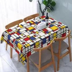 Piet Mondrian Abstract Pop Art Red Blue Yellow Rectangles Tablecloth Rectangular Geometric Modern Table Cloth Cover for Banquet