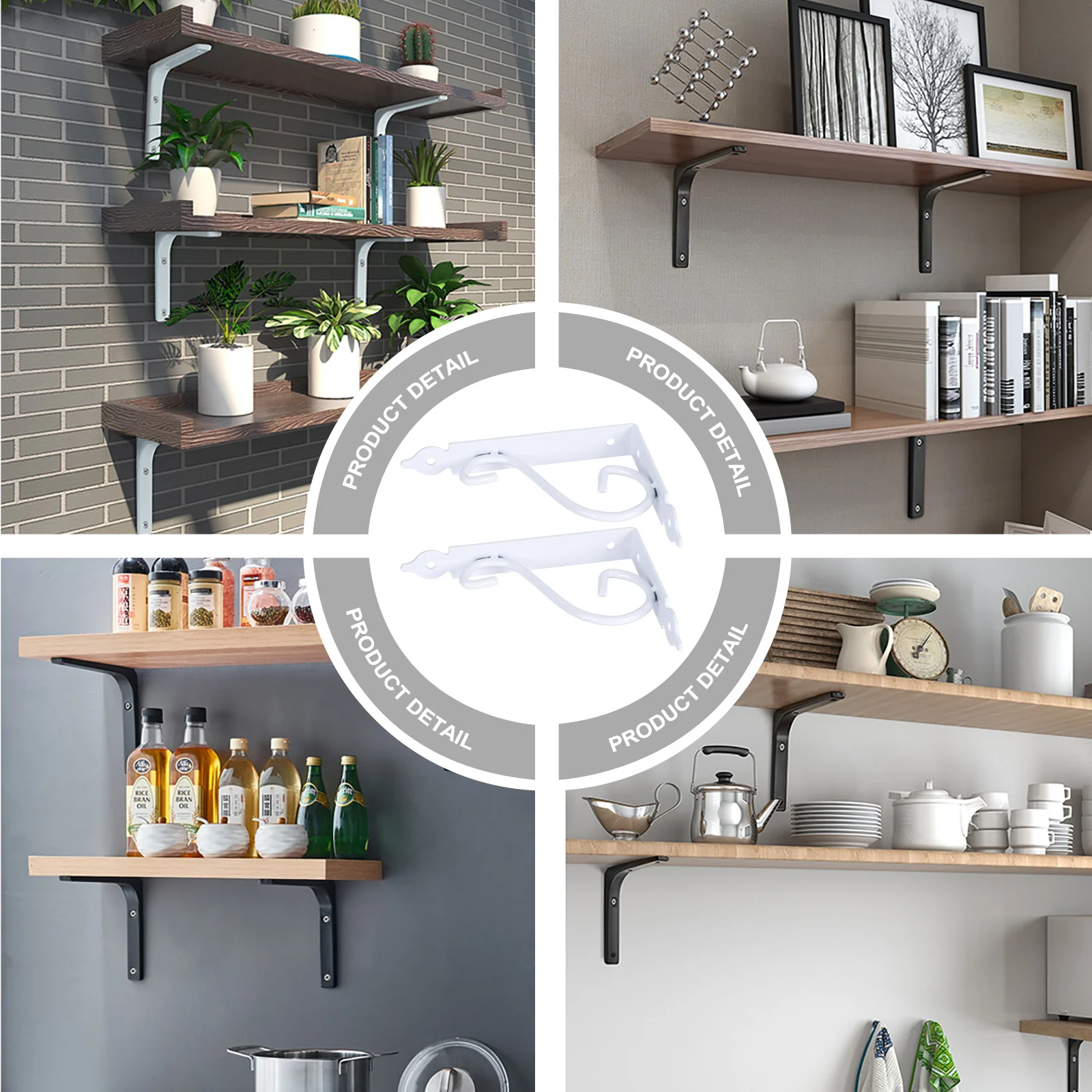 

2Pcs Iron Wall Mounted Shelf Brackets Triangle Support Heavy Duty Fixing Brackets Rustic Style Shelf Supports for Bedroom Living