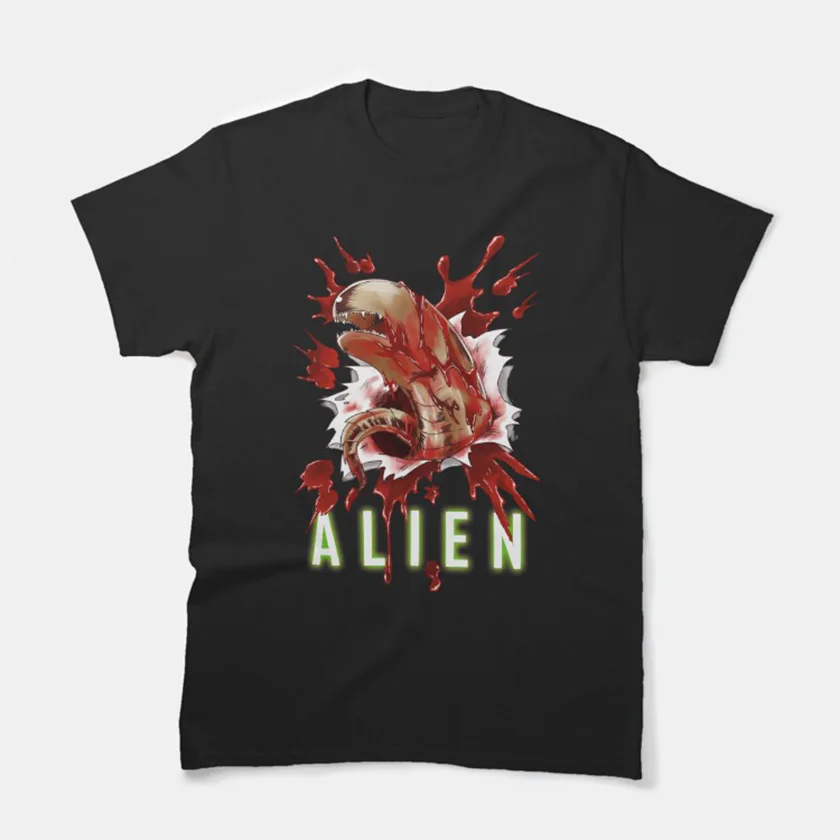 Bloody chestburste Horror Sci-Fi Alien Weyland-Yutani space Scream scary film Xenomorph printed t shirt for men plus size tee