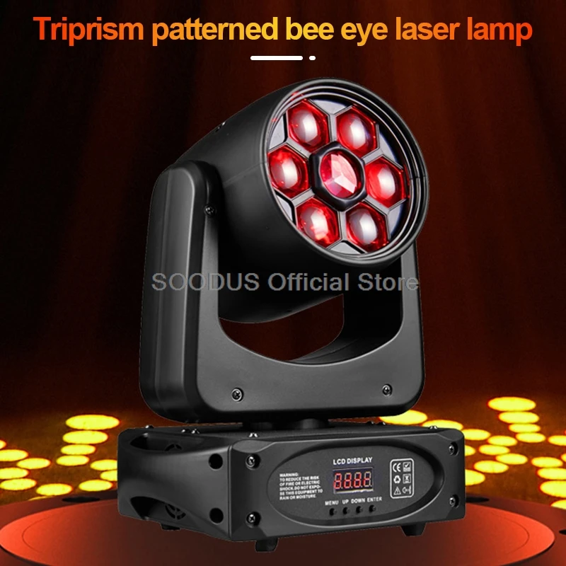 150W Shaking Head Led Light Bee Eye 540° Rotating Head Disco Strobe Light with DMX Control Digital Display Beam Light for DJ KTV