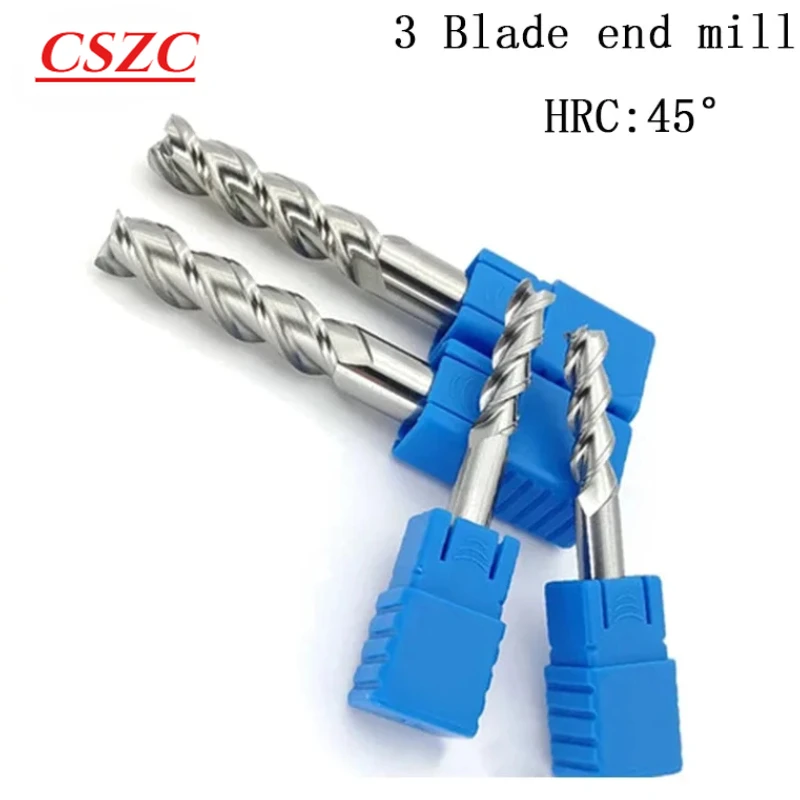 

NEW Hrc45 3 flute end mill 50L 60L 75L 100L 150L 1.5mm 6mm 8mm 12mm 14mm~20mm CNC milling cutter metall cnc fixture milling