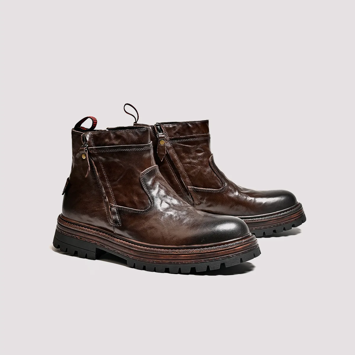 Genuine Leather Ankle Boots Men Combat Cowhide Fashion Chelsea British Retro Cowboy Boots Mens Autumn Winter Mens Leather Shoes