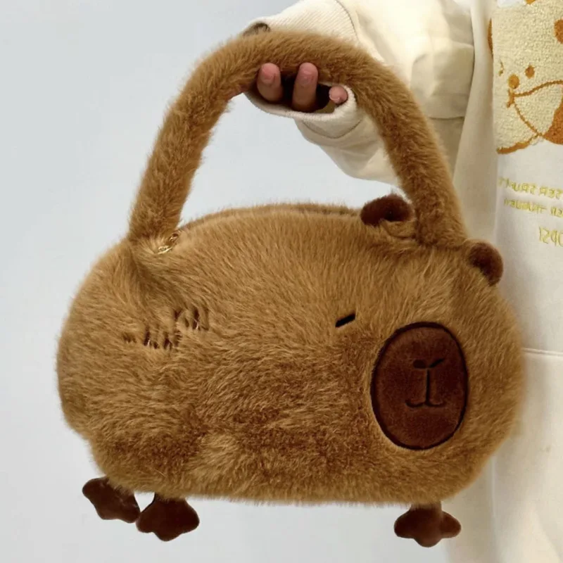 

Little Capybara Mini Bags Cute Cartoon Plush Chest Bag Little Crossbody Shoulder Single Shoulder Kawaii Soft Versatile Purse Bag