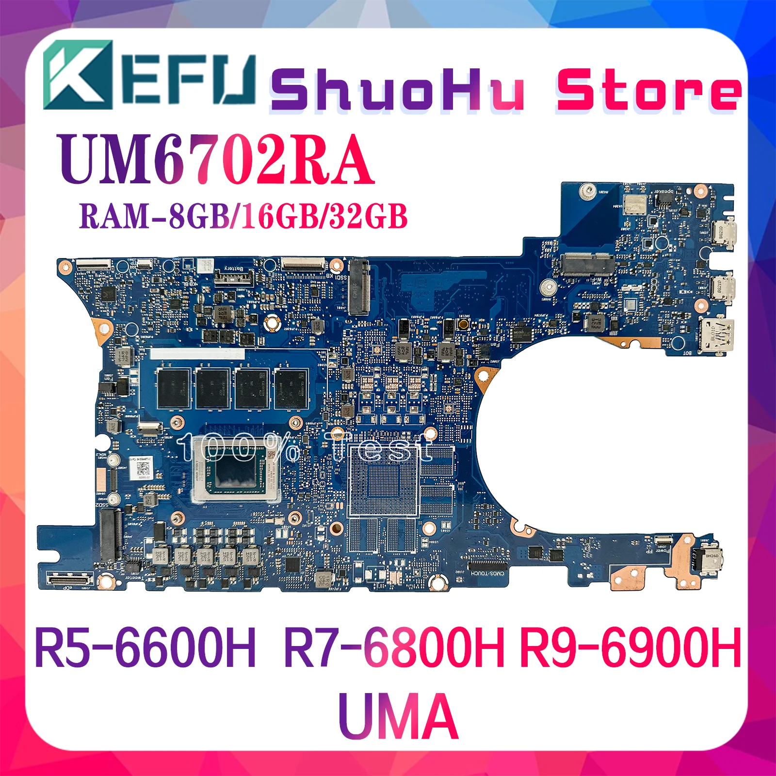 KEFU UM6702 Mainboard For ASUS UM6702RC UM6702RA UM6702R Laptop Motherboard R5-6600H R7-6800H R9-6900H RAM-8GB/16GB/32GB