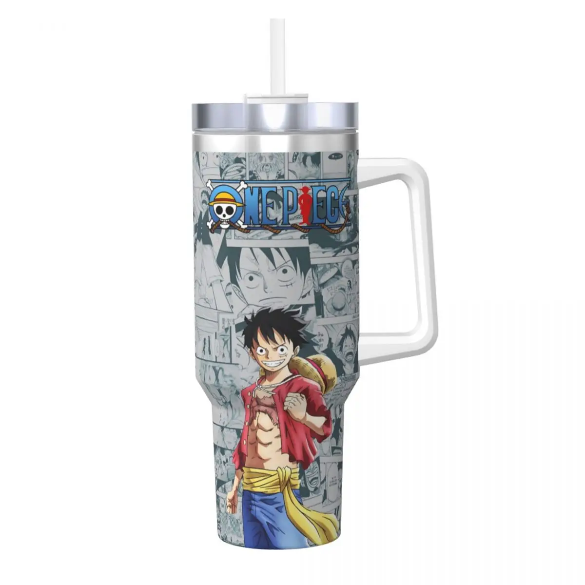 O-One Anime P-Piece Stainless Steel Tumbler Driving Thermal Cups With Straws and Lid 40oz Mugs Cup Cold and Hot Water Bottle