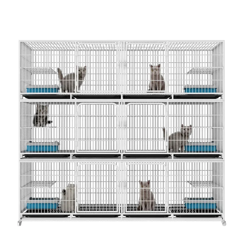 aHot Selling White 1 Layer 2 3 Layers Breeding Galvanized Pet Villa Cheap Cat Cage Enclosure Outdoor Metal Cat Boarding Cages