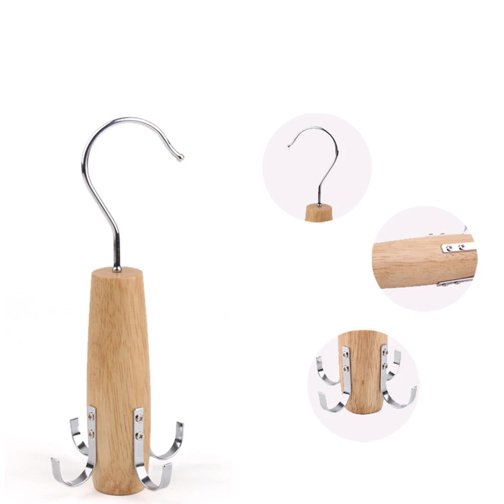 

4 Hooks Rotating Hanger Rack for Scarves Ties Belts Bags Jewelry Organizer Storage Closet Space Saver Lightweight Portable Easy