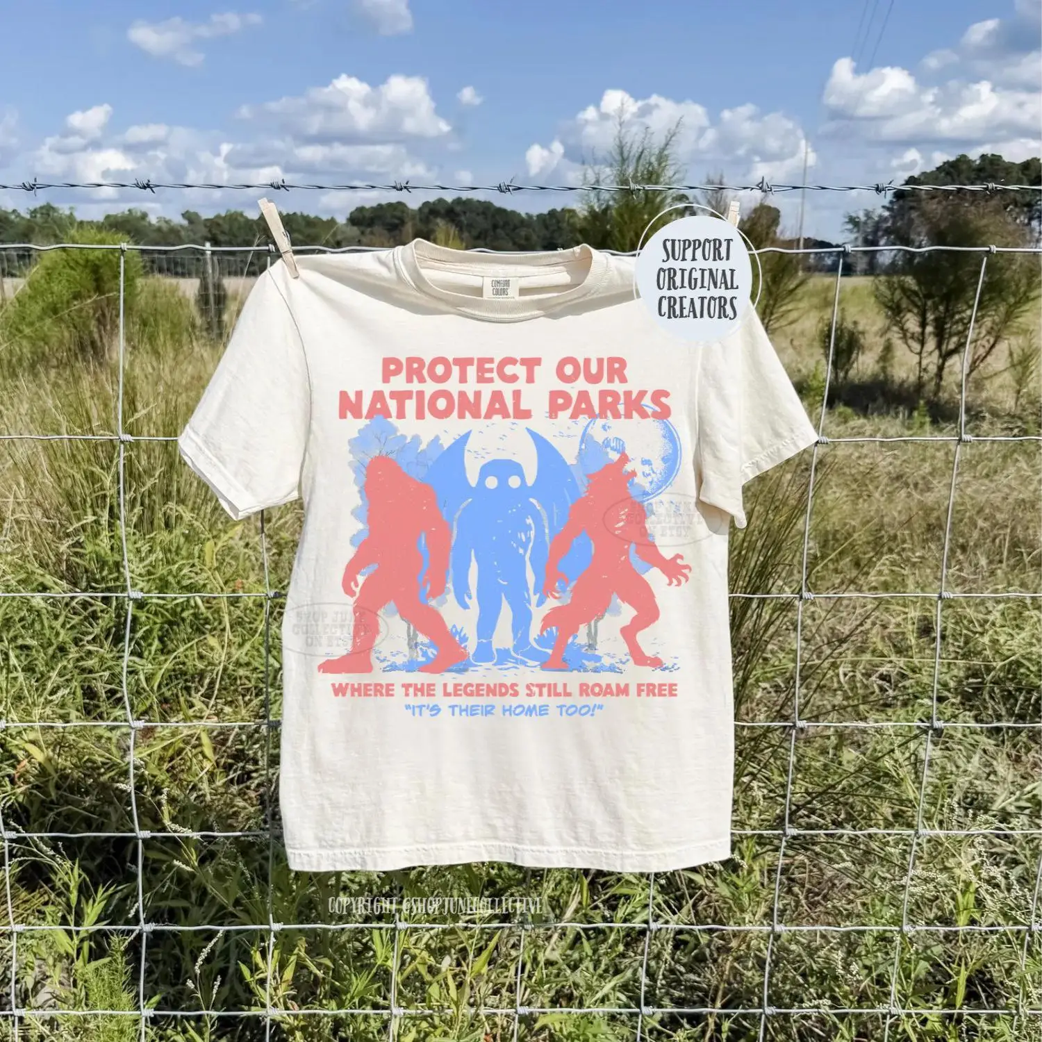 Cryptids National Park Shirt 90s Whimsigoth Protect Our Parks Vintage Hiking Camping Nature Wanderlust Fantasy Creatures Tee
