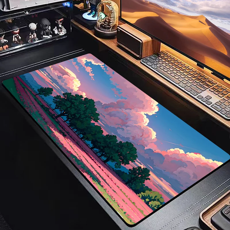 Anime Landscape Mouse Pad Xxl Office Mousepad Gamer Table for Pc Set Gaming Accessories Non-slip Mat Mausepad Aesthetic Deskpad